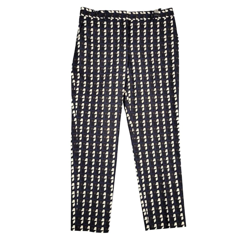 THEORY Treeca Black Geo Plaid Virgin Wool Cropped Pants Office Career SIZE 4 - Picture 2 of 11